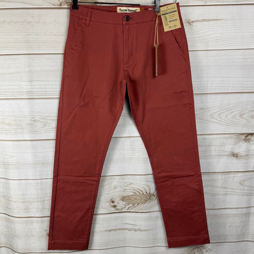 Tailor Vintage Canyon Red Stretch Slim Fit Chino Pants Size 30x30